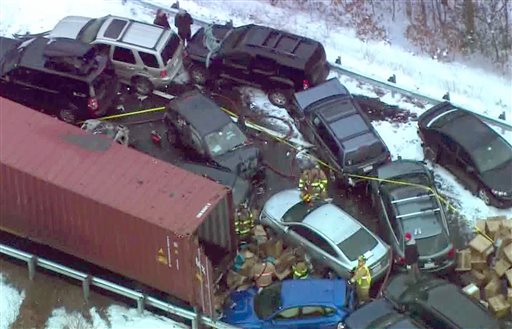 12 Hurt in 35-Car New Hampshire Pile-up