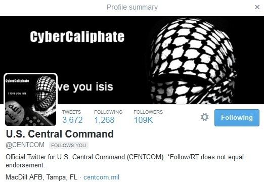 CentCom's Twitter Hacked by Purported ISIS Backers