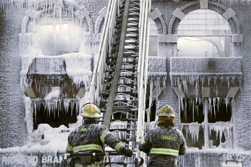 Firefighting Effort Leaves Ice-Coated Building
