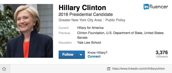 Hillary Clinton Needs a Job, Joins LinkedIn