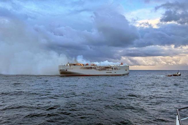 Cargo Ship Carrying 3K Cars Is on Fire in the North Sea