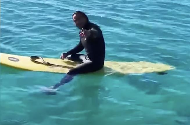 See If You Can Spot This Guy's Odd Surfing Companion