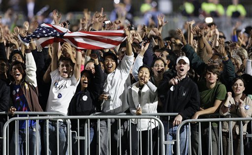 Jubilant Obama Supporters Swarm Grant Park
