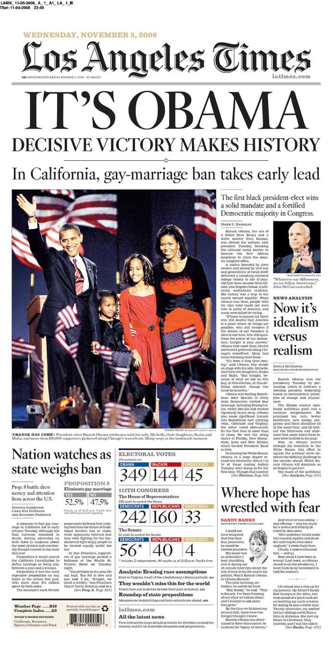 Headlines Herald Obama Victory