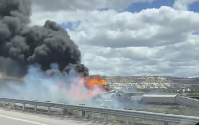 Freight Train Derails, Bursts Into Flames