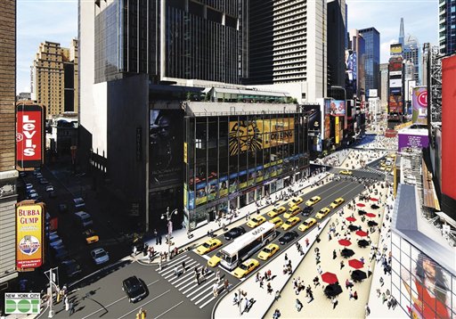 Pedestrians Drive Cars From Times Square