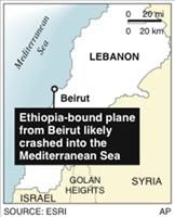 Ethiopian Jet Carrying 90 Crashes off Lebanon