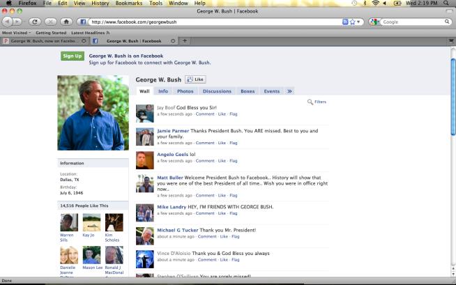 Facebook Newbie: George W. Bush