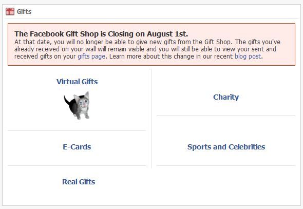 Facebook Ditches 'Gifts'