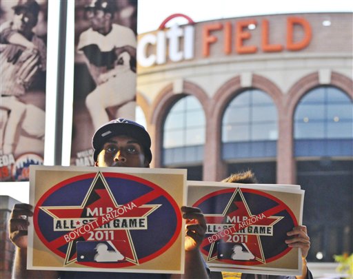 Immigration Protesters Storm D'Backs Game