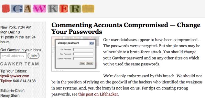 Gawker Hack Puts 1.3M Users' Data at Risk