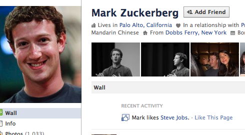 Mark Zuckerberg 'Likes' Steve Jobs on Facebook