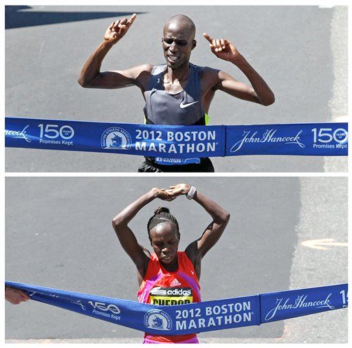 Kenyans Dominate Sweltering Boston Marathon