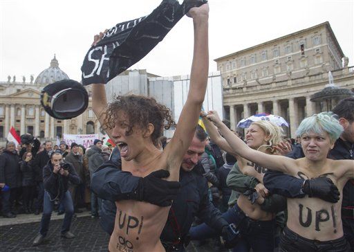 Vatican's Anti-Gay Stance Yields Topless Protest