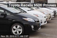 Toyota Recalls 650K Priuses