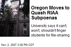 Oregon Moves to Quash RIAA Subpoenas