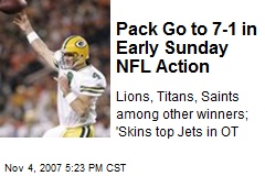 Pack Go to 7-1 in Early Sunday NFL Action