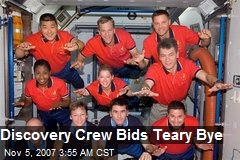 Discovery Crew Bids Teary Bye