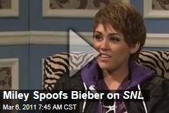 Miley Cyrus Spoofs Justin Bieber on Saturday Night Live