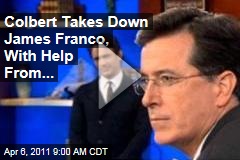 Stephen Colbert Takes Down James Franco, With Help From Frank Jameso (Colbert Report Video)