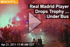 Real Madrid Soccer Player Sergio Ramos Drops Copa del Rey Trophy Under Bus (Video)
