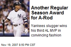 Another Regular Season Award for A-Rod