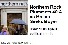 Northern Rock Plummets 40% as Britain Seeks Buyer