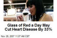 Glass of Red a Day May Cut Heart Disease By 33%