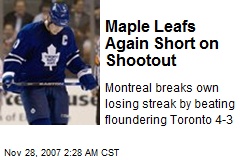 Maple Leafs Again Short on Shootout