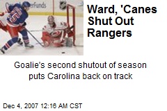 Ward, 'Canes Shut Out Rangers