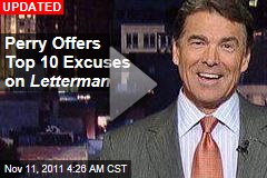 Rick Perry Offers 'Top Ten Rick Perry Excuses' on David Letterman's Show