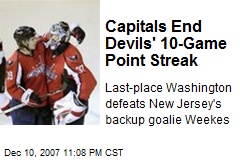 Capitals End Devils' 10-Game Point Streak