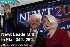 Newt Leads Mitt in Fla., 34%-26%