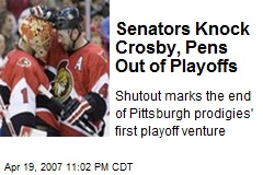 Senators Knock Crosby, Pens Out of Playoffs