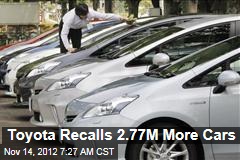 Toyota Recalls 2.77M More Cars