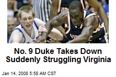 No. 9 Duke Takes Down Suddenly Struggling Virginia