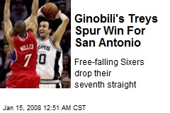 Ginobili's Treys Spur Win For San Antonio