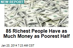 85 Richest People Have as Much Money as Poorest Half