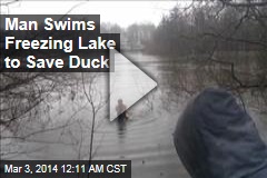 Man Swims Freezing Lake to Save Duck
