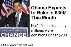 Obama Expects to Rake in $30M This Month
