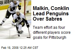 Malkin, Conklin Lead Penguins Over Sabres