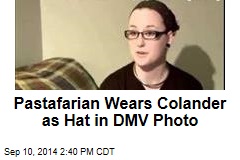 Pastafarian Wears Colander as Hat in DMV Photo