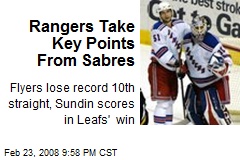 Rangers Take Key Points From Sabres