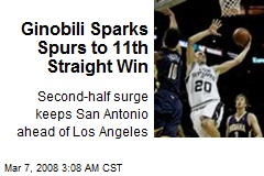 Ginobili Sparks Spurs to 11th Straight Win