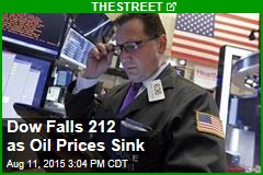 Dow Falls 212 as Oil Prices Sink