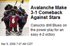 Avalanche Make 3-1 Comeback Against Stars