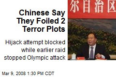 Chinese Say They Foiled 2 Terror Plots