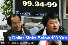 Dollar Sinks Below 100 Yen