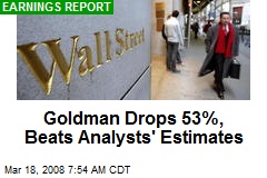 Goldman Drops 53%, Beats Analysts' Estimates