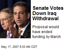 Senate Votes Down Iraq Withdrawal